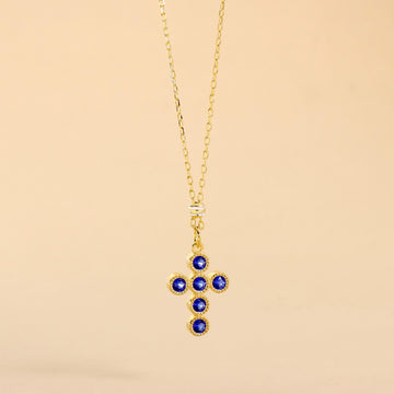 Collana Con Croce Castone Tondo