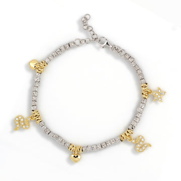 Bracciale Pepite Pieno Con Pendenti Strass