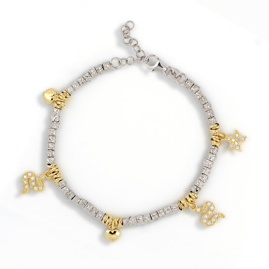 Bracciale Pepite Pieno Con Pendenti Strass