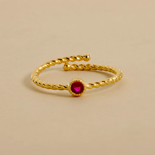 Anello Spirale Con Pietra Tonda