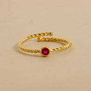 Anello Spirale Con Pietra Tonda