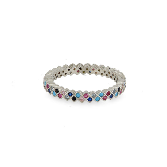 Anello Fascia Pietre Colorate
