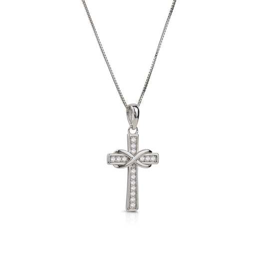 Collana con Croce e Infinito Zirconato
