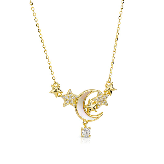 Collana con Luna Madreperla e Stelle