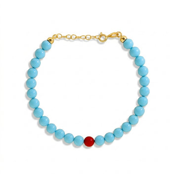 Bracciale Di Perle Turchese Con Perla Colorata