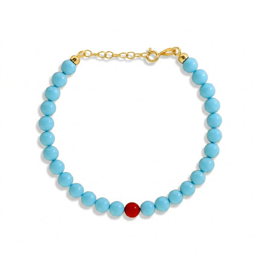 Bracciale Di Perle Turchese Con Perla Colorata