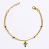 Bracciale Doppio Filo con Sfere Colorate e Croce