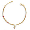 Bracciale Doppio Filo con Sfere Colorate e Croce