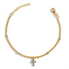 Bracciale Doppio Filo con Sfere Colorate e Croce