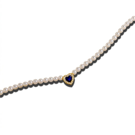 Collana Di Perle Con Cuore Zirconato