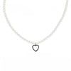 Collana Di Perle Con Pendente a Cuore e Strass