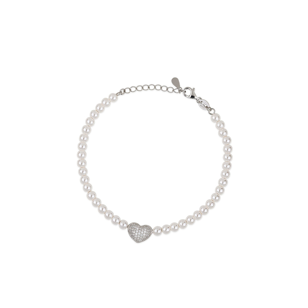 Bracciale di Perle con Cuore Zirconato