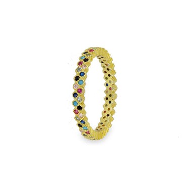 Anello Fascia Pietre Colorate