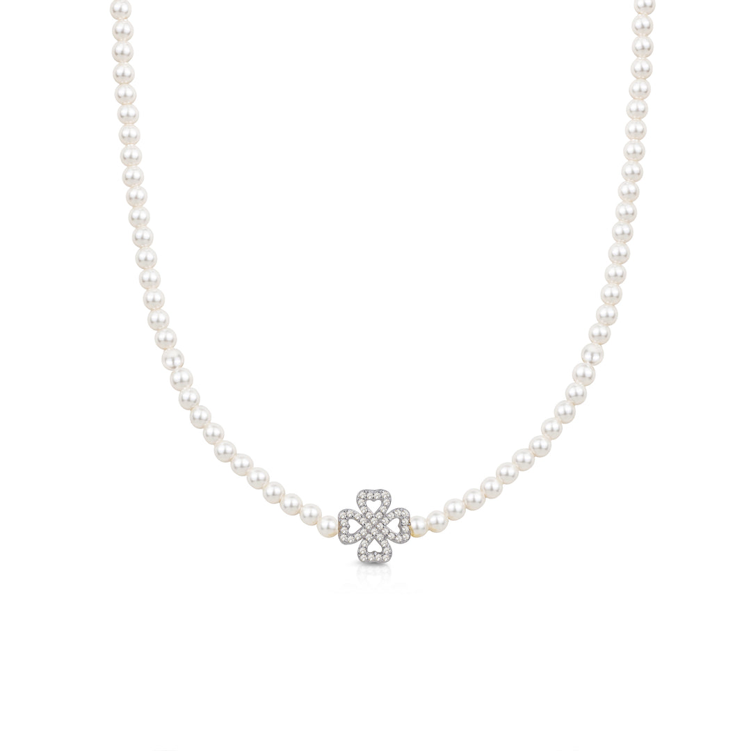 Collana di Perle con Pendente Zirconato