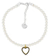 Bracciale Di Perle Con Pendente a Cuore e Strass