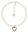 Bracciale Di Perle Con Pendente a Cuore e Strass