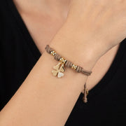 Bracciale Cordino con Quadrifoglio Porta Fortuna Zirconato