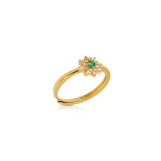 Anello con Fiore e Pietra Colorata