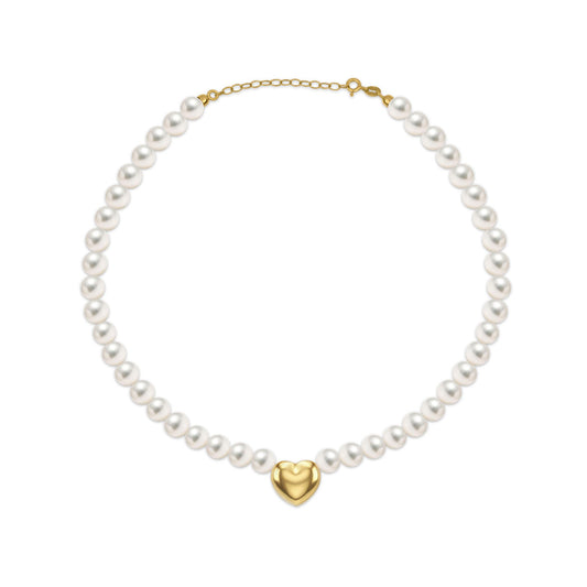 Choker con Perle 8mm e Cuore