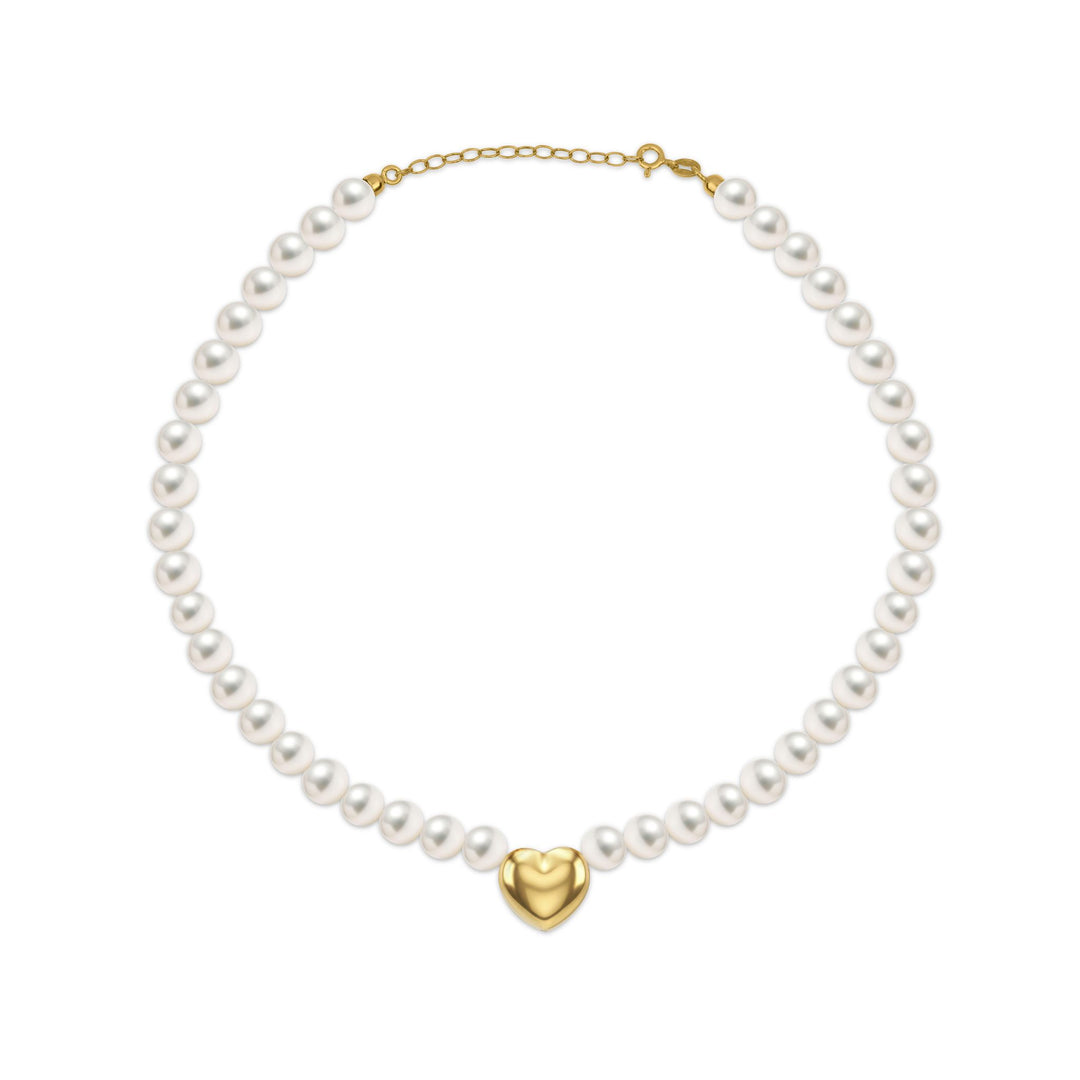 Choker con Perle 8mm e Cuore