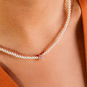 Collana Di Perle Con Pietra A Cerchio