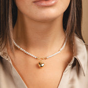 Collana Di Perle Con Chiusura a T e Cuore