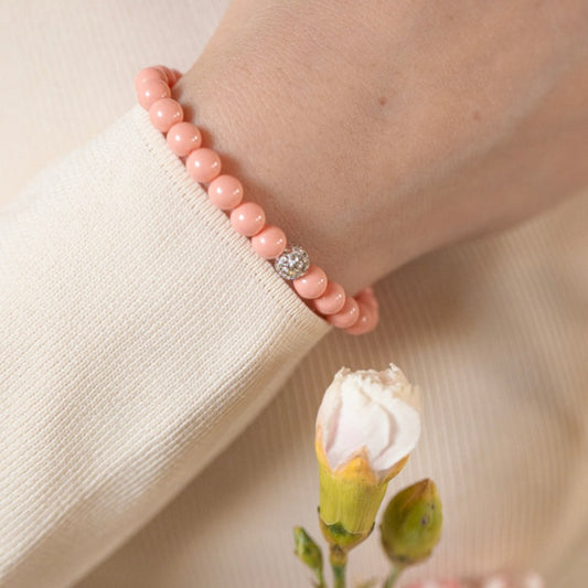 Bracciale Di Perle Rosa Con Strass