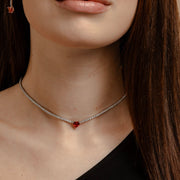 Girocollo Tennis Con Pietra A Cuore