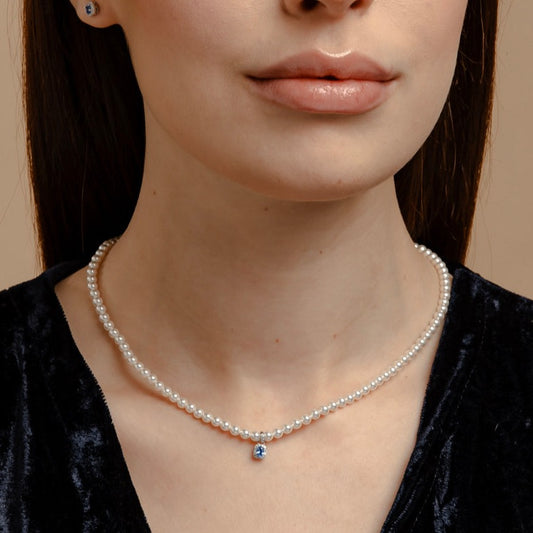 Collana Di Perle Con Ovale Zirconato