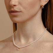 Collana Di Perle Con Pendente a Cuore e Strass