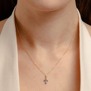 Collana Con Croce Piccola Castone Tondo