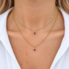 Collana Doppia Con Pendente Cuori Zirconati Rossi