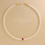 Collana Di Perle Bianca con Perla Colorata