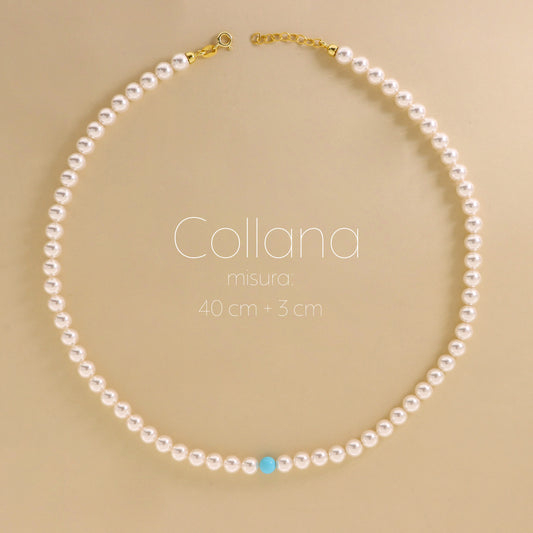 Collana Di Perle Bianca con Perla Colorata