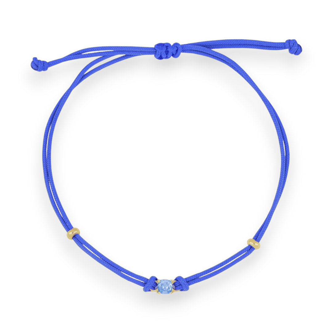 Bracciale Cordoncino Punto Luce Azzurro