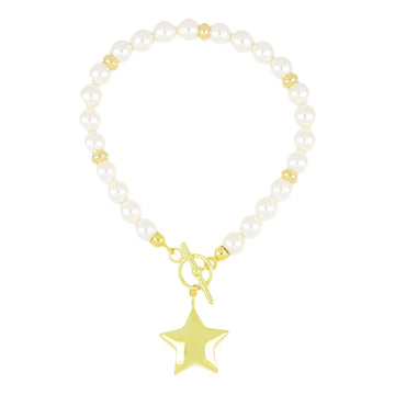 Bracciale Di Perle Con Chiusura a T e Stella