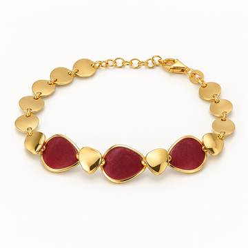 Bracciale con Elementi Geometrici in Smalto Borgogna