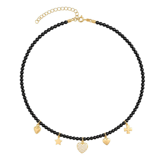 Collana Choker Multicharms di Perle con Cuore o Stella Zirconata