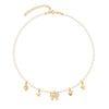Collana Choker Multicharms di Perle con Pendente Zirconato Fiocco e Ippocampo