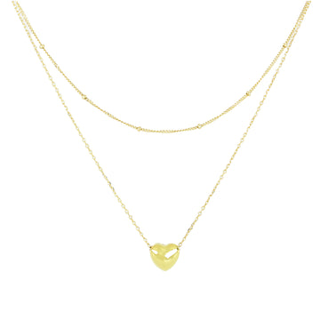 Collana Doppia Con Cuore Bombato