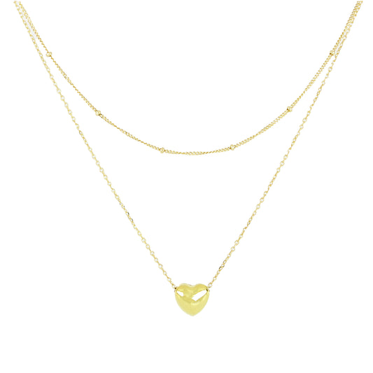 Collana Doppia Con Cuore Bombato