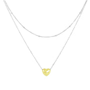 Collana Doppia Con Cuore Bombato