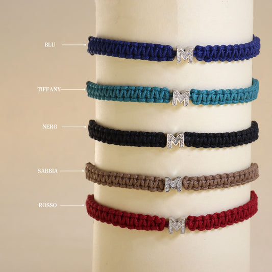 Bracciale Cordino Intrecciato Con Iniziale Strass
