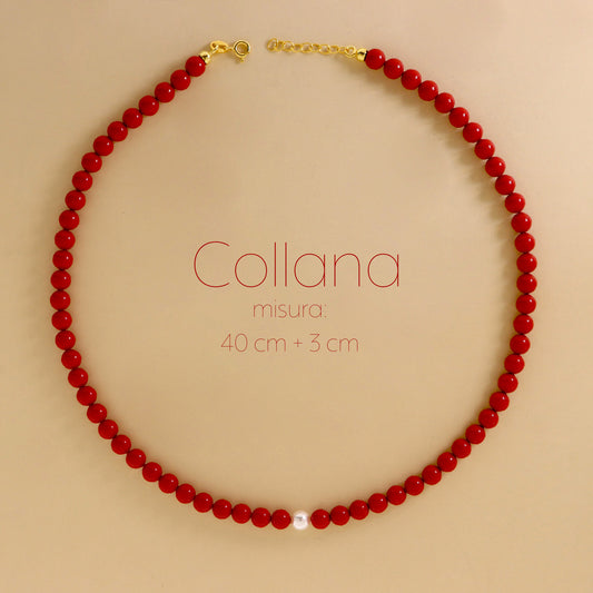 Collana Di Perle Corallo con Perla Colorata