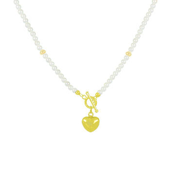 Collana Di Perle Con Chiusura a T e Cuore