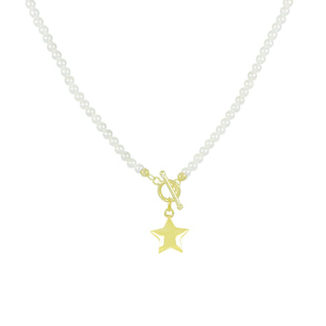 Collana Di Perle Con Chiusura a T e Stella