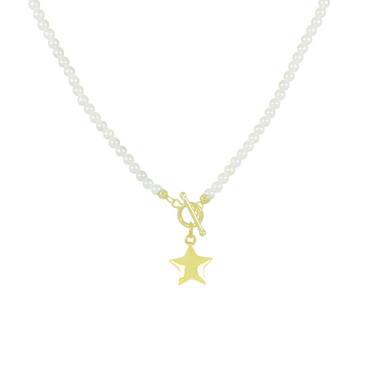 Collana Di Perle Con Chiusura a T e Stella