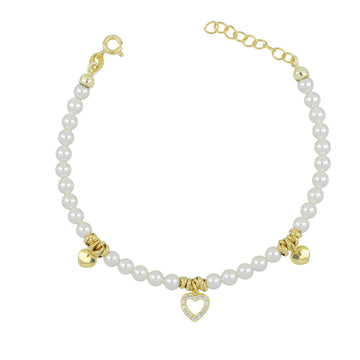 Bracciale Con Perle Swarovski e Pendenti Strass