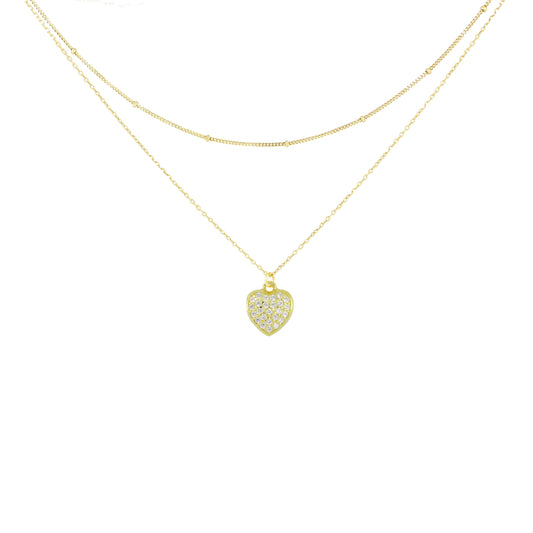 Collana Doppia Con Pendente Strass