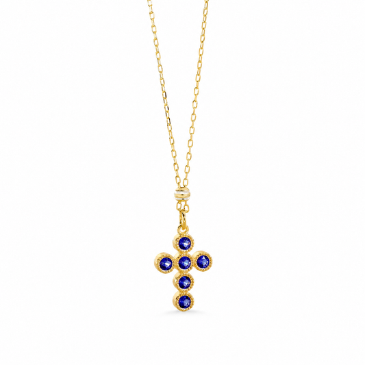 Collana Con Croce Castone Tondo